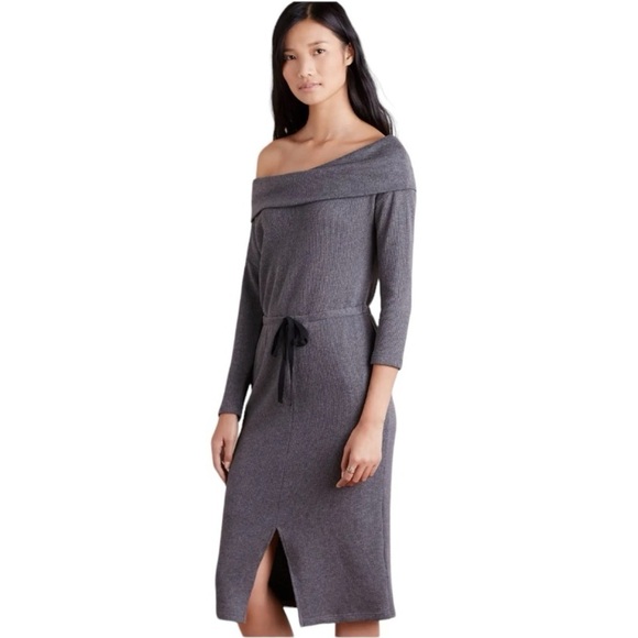 Anthropologie Dresses & Skirts - TIBBY DRESS DOLAN LEFT COAST Timeless Gray quarter sleeve cowl neck work casual